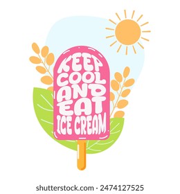 Summer banner. Sweet ice-cream. Vector illustration. Hot weather.