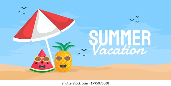 Summer banner template vector illustration for social media. Vector