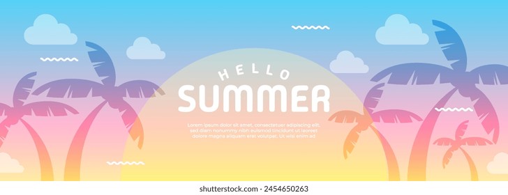 Summer banner. Trendy texture. Holiday season, weekend, holiday logo. Summer Time Wallpapers. Happy sunny day. Modern vector letters. Fashionable style.