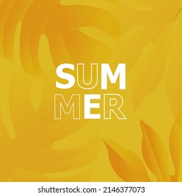 Summer Banner With Tropical Leaves, Vector Illustration.