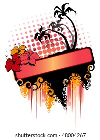 summer banner with tropical palms
