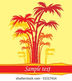 summer banner with tropical palms.