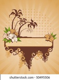 summer banner with tropical palms. Beautiful abstract vector illustration.