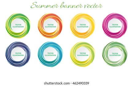 Summer banner vector. Abstract banners, template for design and paste text. Set of colorful banners. Graphic design. Bright, funny labels, tickets, cards, stickers