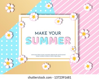 Summer banner. Vector illustration. Abstract background with flowers