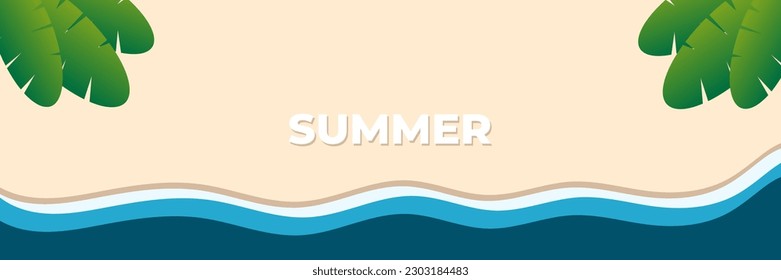 Summer banner vector illustration. Summer beach, summer time, holidays, vacation to the beach. top of view. flat design style
