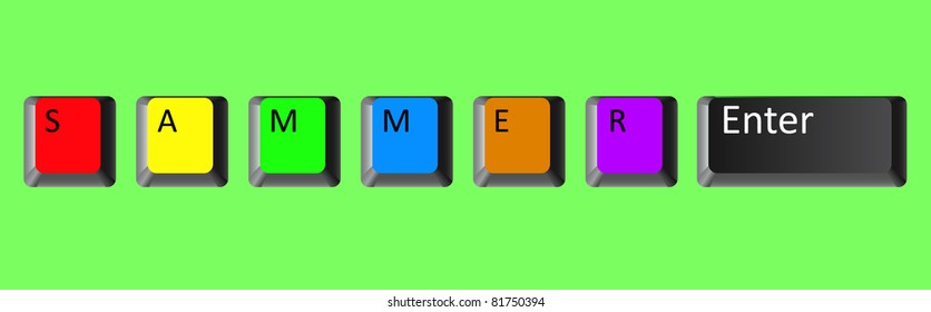 Summer banner. vector illustration of the keyboard of the computer.