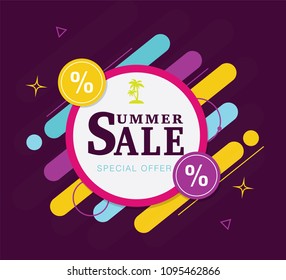 Summer banner vector. Label of  Super Sale discount and special offer. Black Friday online shopping tag. Cyber Monday. Poster for party dance