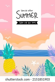 Summer banner.Cute pattern.Banner ,Frame ,Card design.colorful background.