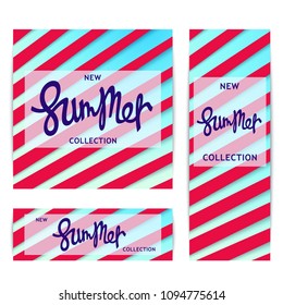 Summer banners. Abstract volumetric pattern. Vector design elements
