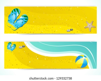 Summer Banners with Beach, Flip flops, Star Fish and Beach Ball