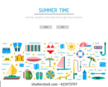 Summer   banners set for summer holiday and travel. Summer  banners on the theme of summer, travel, trekking, vacation, weekend beach.  banners summer time outline. Summer  banners for design outline.