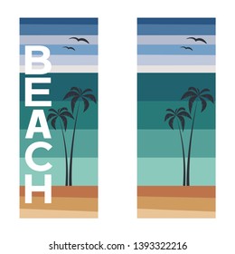 Summer banners template with palms and text beach - vector illustration