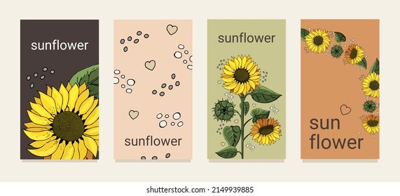 Summer banners with yellow sunflowers for social networks. Vector illustration