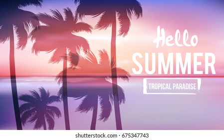 Summer banner-tropical background 