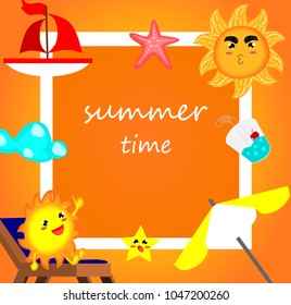 Summer banner,vacation time,cartoon style,vector.