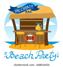 Summer bar. Beach vacation. Vector illustration isolated on white background with place for text