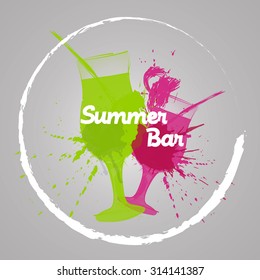 summer bar text pink and green vector