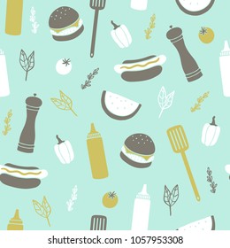 Summer barbecue seamless pattern