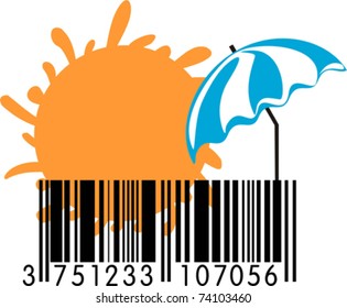 Summer Barcode with Sun. Vector illustration