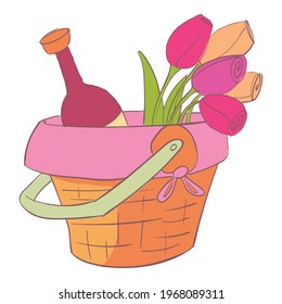 Summer basket icon. Cartoon and flat of Summer basket vector icon for web design isolated on white background