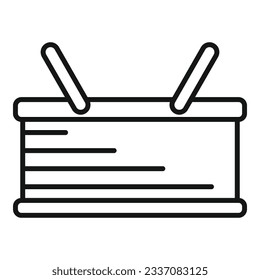 Vector de contorno de icono de canasta de verano. Bolsa de paja. Diseño natural