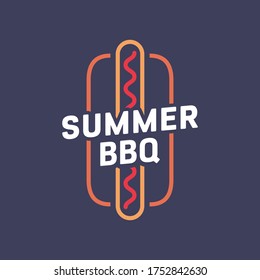 Summer BBQ, Hot Dog Icon Flat Vector Illustration