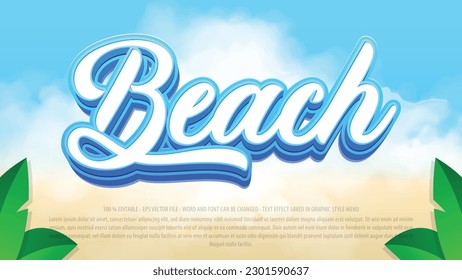 Summer beach 3d editable text effect template