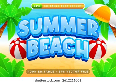summer beach 3d text effect and editable text effect with a beach background