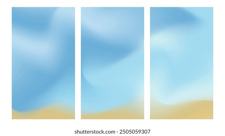 Summer beach abstract gradient background. Soft blue sky colored with cloud texture. Design for vertical background banner or social media.