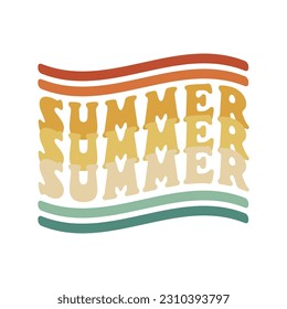 Summer beach abstract retro print. Fun happy trendy vector t-shirt or hippie tee.