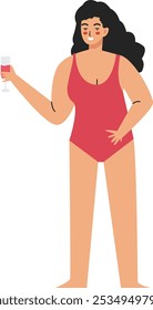 Carácter de las actividades de la playa del verano aislado en el fondo blanco. Ilustración de dibujos animados de Vector