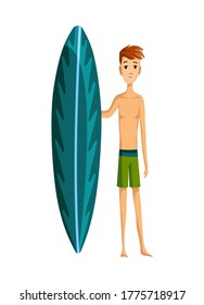 Summer beach activities. Guy standing with