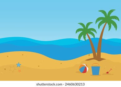 Summer beach background banner vector holiday and travel for promotion