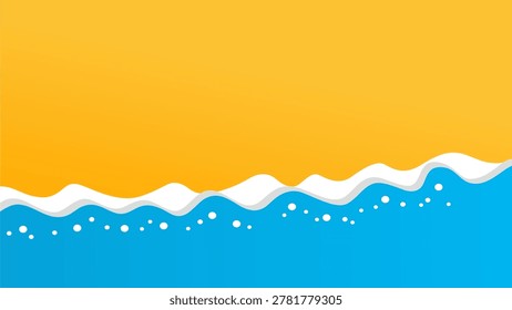 Summer Beach Background with Blue Sea Waves and Yellow Sand Vector Design 0035