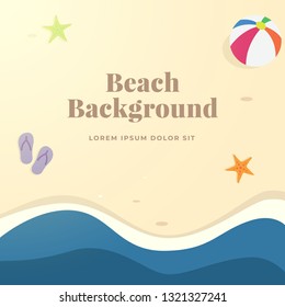 Sommer-Strandhintergrund-Design. Vektorillustration mit Textvorlage für die Draufsicht.