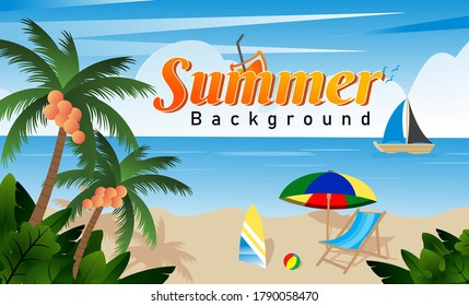 summer Beach background with element holiday tolls