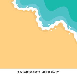 Summer Beach Background with Flat Cartoon Design. Vector Illustration