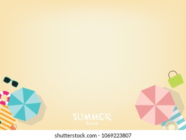 Summer beach background in flat style,top view.vector illustration.