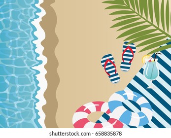 Summer beach background with beach items.