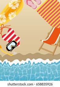 Summer beach background with beach items.