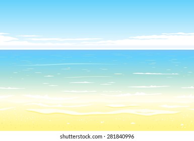 Summer beach background, nature landscape, tileable horizontally