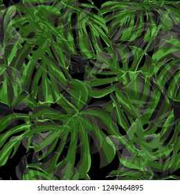 Summer Beach Background. Repeatable Illustration. Summer Design for Swimwear. Exotic Palm Greenery Backdrop. Vector Summer Beach Seamless Background.