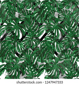 Summer Beach Background. Repeating Illustration. Summer Design for Swimwear. Exotic Palm Greenery Backdrop. Vector Summer Beach Seamless Background.