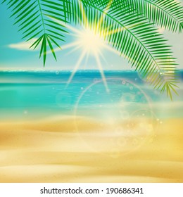 Summer beach background in retro style. EPS10