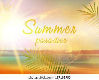 Summer beach background in retro style. EPS10