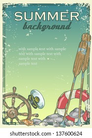 Summer beach background with sample text. Sea background