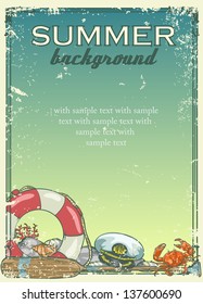 Summer beach background with sample text. Sea background
