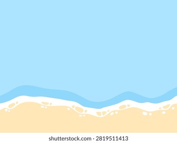 Summer Beach Background with Sandy Shore and Ocean Waves Vector