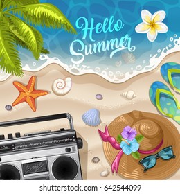 Summer beach background with sea .Summer holidays and beach vacation